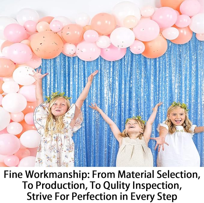 ShinyBeauty Sequin Curtains 2 Panels Baby Blue 4x10ft Shimmer Sequin Backdrop - Image 4
