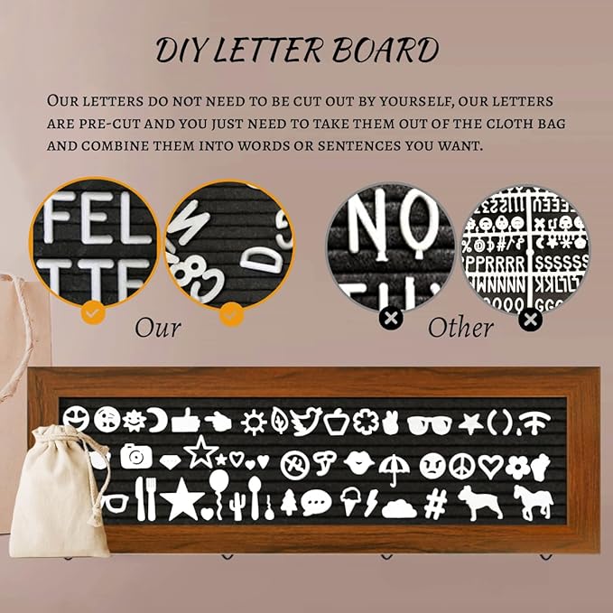 Hanging Photo Display Wall Decor, Picture Frames Collage Felt Letter Board - Image 5