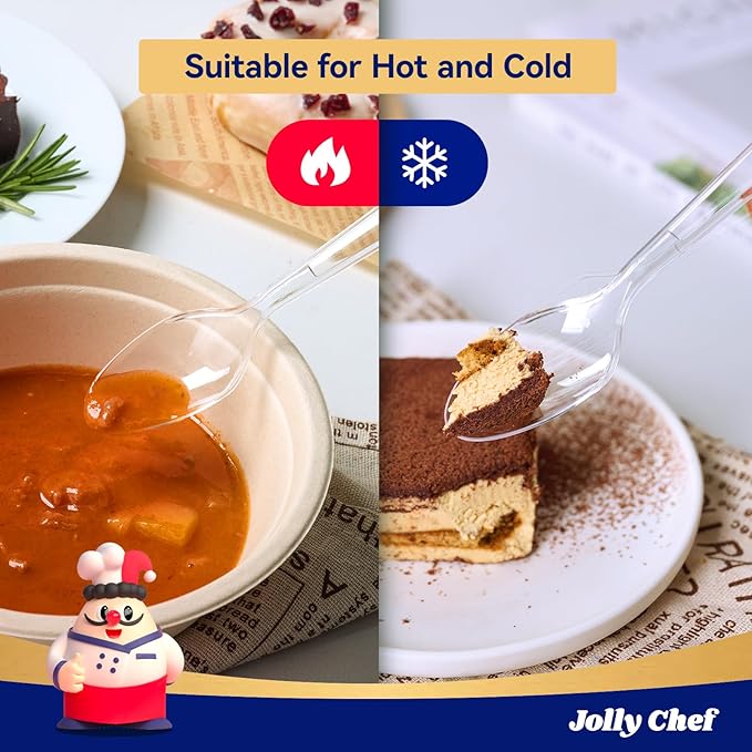 JOLLY CHEF 300 Count Clear Plastic Teaspoons Heavy Duty, 6.54" Heat Resistant - Image 3
