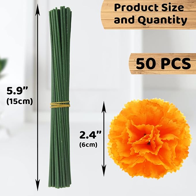 Hananona 50 Pcs Marigold Flower Heads Bulk, Silk Marigolds - Image 2