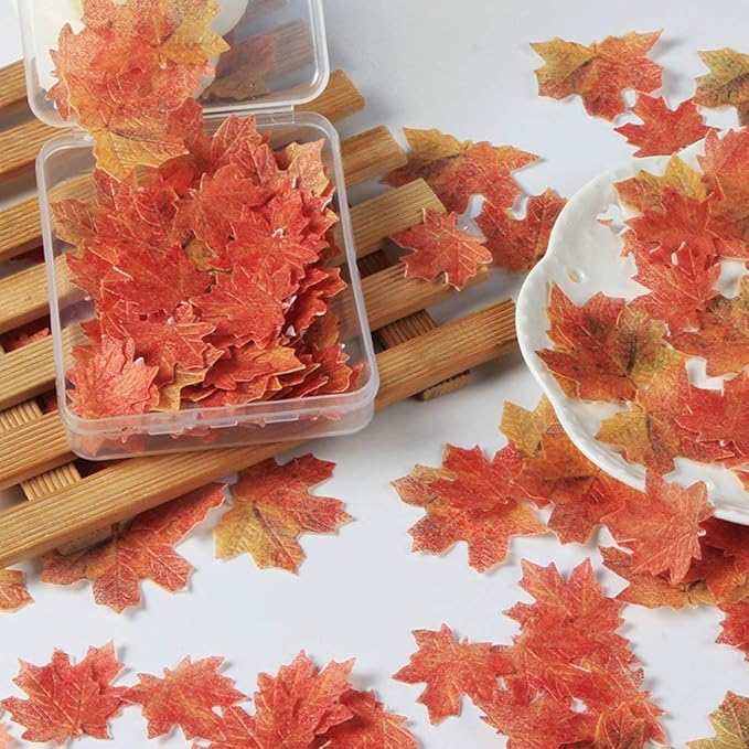 GEORLD Set of 36 Edible Fall Leaves Gold Leaf Cake Decorations, Party Cupcake - Image 2