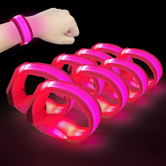 M.best 8pcs LED Light Up Bracelets Glow Flashing Wristbands Glow in The Dark by Mbest