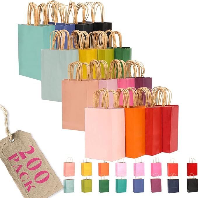 qiqee 200Pcs Paper Gift Bags by Qiqee