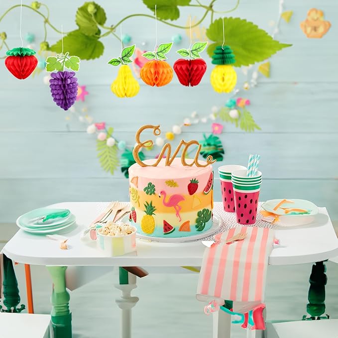 Gyufise 6Pcs Fruit Honeycomb Centerpieces Hawaiian Summer Fruit Table Toppers - Image 4
