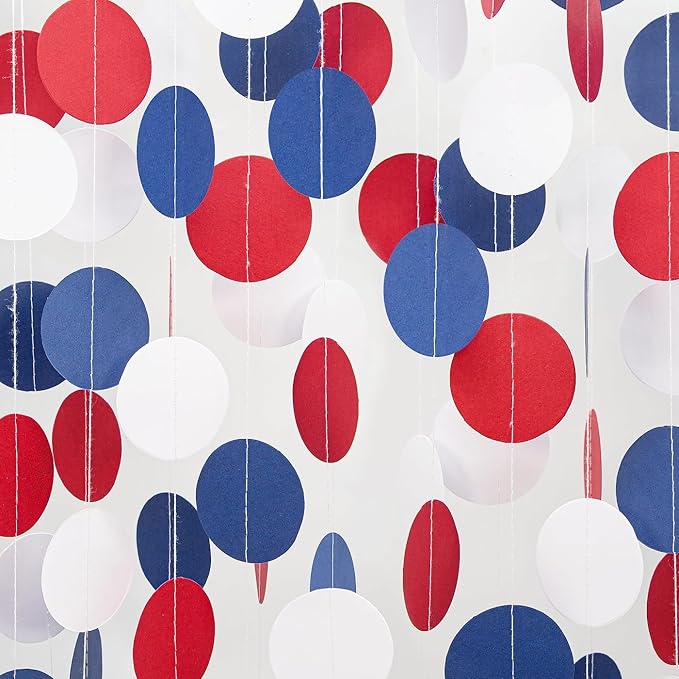 Red White Blue Party Decorations - 52Ft Paper Streamers Birthday Garland by HongTongTong