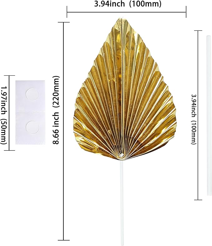 Ephlyn 6Pcs Paper Palm Leaves Fan Cake Toppers Palm Leaf Fan Cake Picks Craft - Image 2