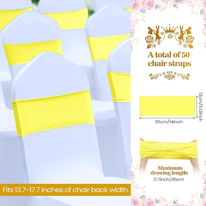 Kinlop 50 Pcs Spandex Chair Sashes Bows Chair Bands Slider Sashes - Image 2