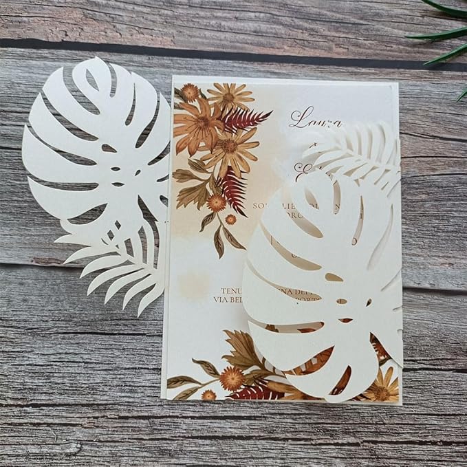 MillaSaw 20pcs Palm Wedding Invitations Cards - Image 2