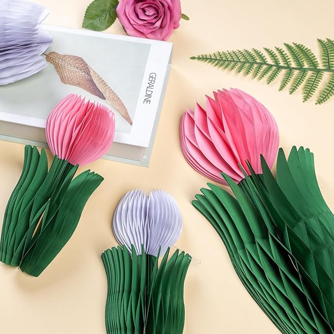 SUNBEAUTY 8 PCS Flower Honeycomb Decor Tulips Table Centerpieces Spring Decor - Image 6