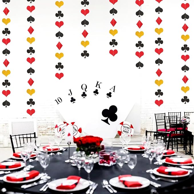 Red-Black Gold Casino Party-Decorations Streamers-Garland - 52ft Poker Theme - Image 3