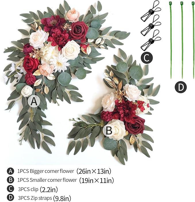 Faux Flower Swag Set of 2 for Wedding Welcome Signs Floral Swag Wedding - Image 2