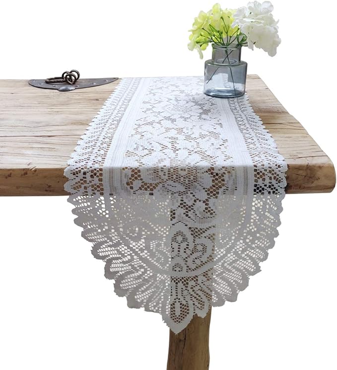 Tinsow 2 Pack Cotton Crochet Lace Rectangular Table Runner Dresser Scarf Doilies by Tinsow