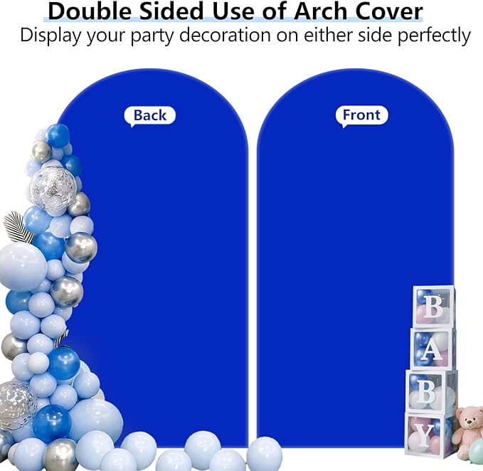 HEMMOTOP Blue Arch Cover 7.2 ft, Spandex Wedding Balloon Stretchy Arch Backdrop - Image 5