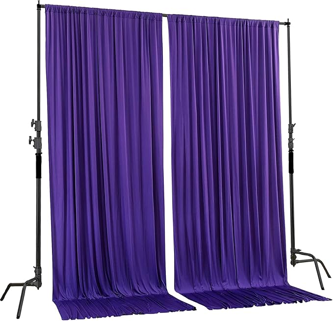 AK TRADING CO. 10 feet x 10 feet Purple IFR Polyester Backdrop Drapes Curtains - Image 2