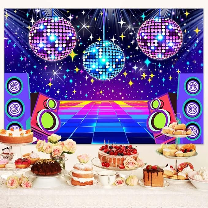 Disco Backdrop 7 x 5 ft Retro Glow Party 70s 80s 90s Theme Stage Dance - Image 4