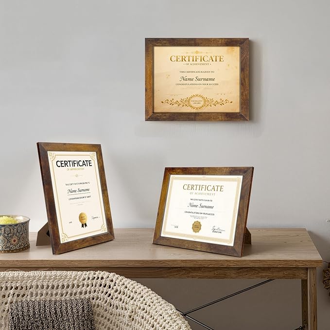 PETAFLOP 8.5x11 Picture Frame Rustic Certificate Frames Wall Tabletop Display - Image 6
