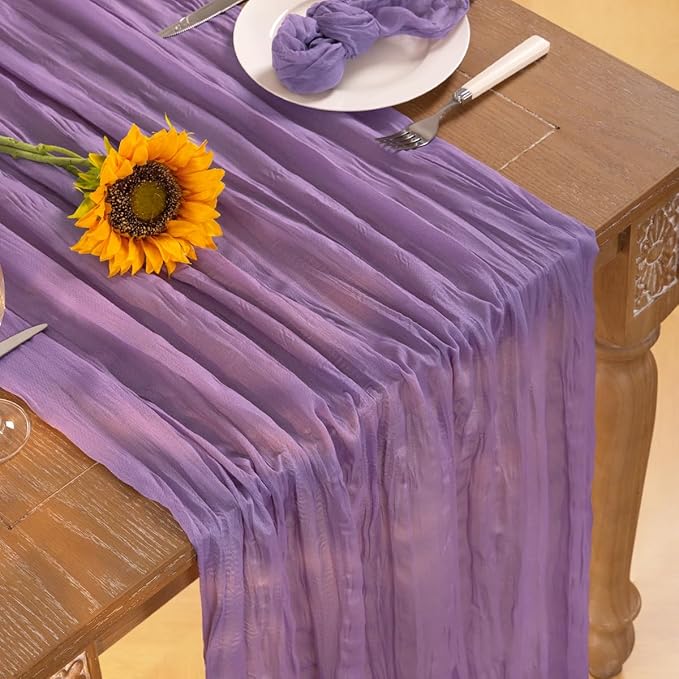 Lavender Purple Cheesecloth Table Runner Fall Table Runner Boho Gauze 120 - Image 5