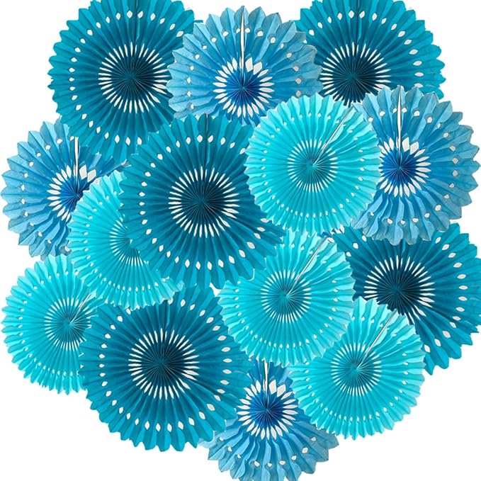 15pcs 10'' 12'' 14'' Paper Fans Decorations Round Tissue Paper Fans Hanging by Meeom