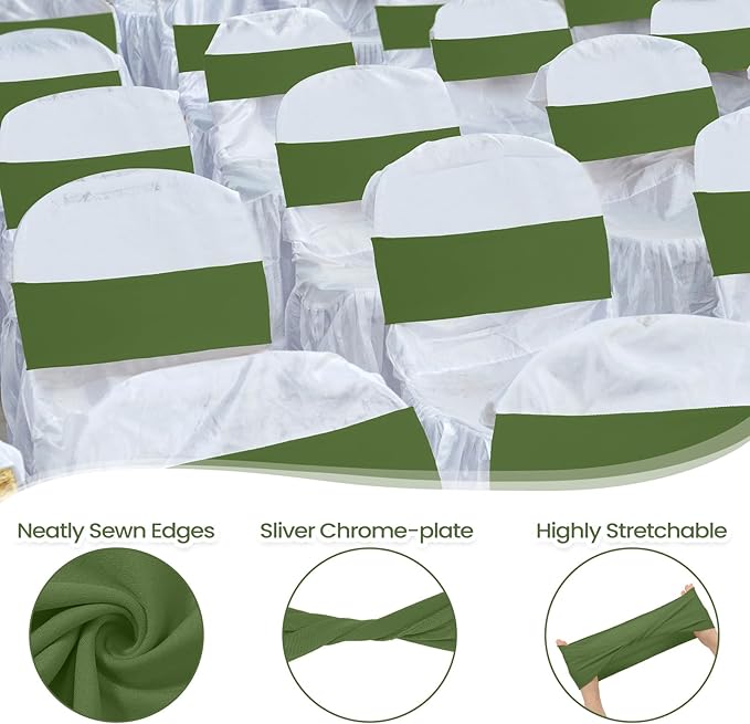 Kinlop 50 Pcs Spandex Chair Sashes Bows Chair Bands Slider Sashes - Image 3