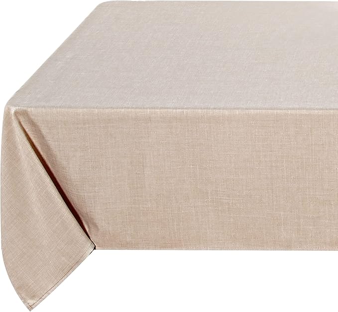 Fitable Faux Linen Tablecloth Square Wrinkle Resistant Fabric Neutral Table by Fitable