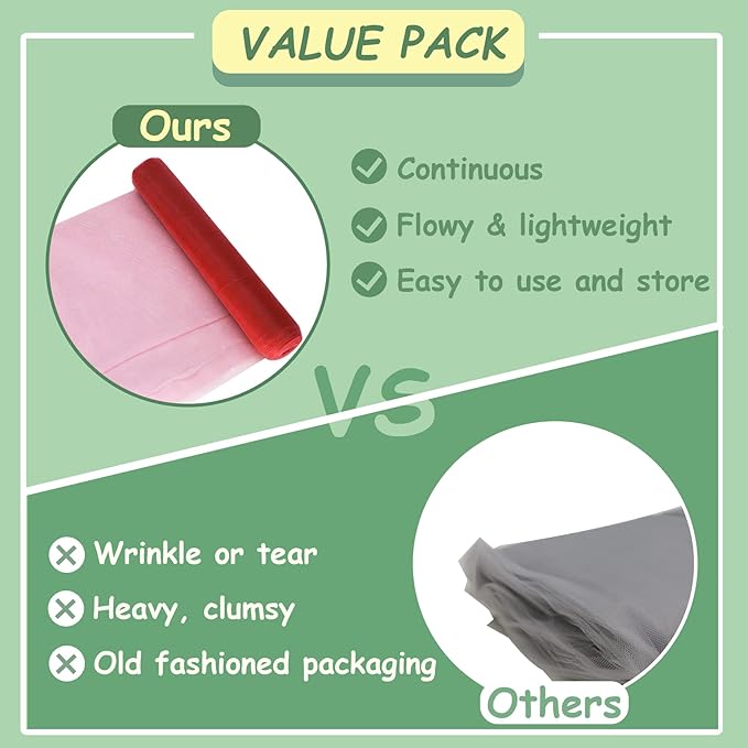 Red Tulle Fabric Roll, 54 Inch by 10 Yards - Image 3