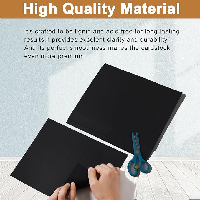 120 Sheets Black Cardstock 8.5 x 11 Printer Paper, 92lb Heavyweight Black Card - Image 4