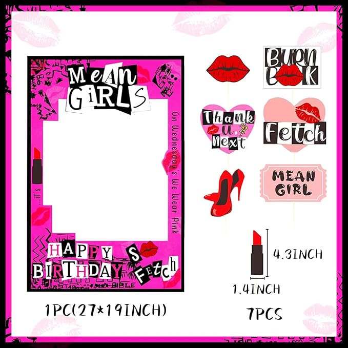 LaVenty Mean Girls Birthday Party Photo Booth Props Frame Mean Girls Party - Image 2