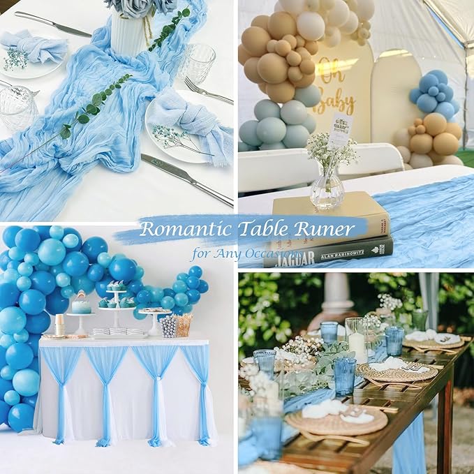 6 Pack Baby Blue Cheesecloth Table Runner 120 inch Gauze Cheese Cloth Table - Image 4