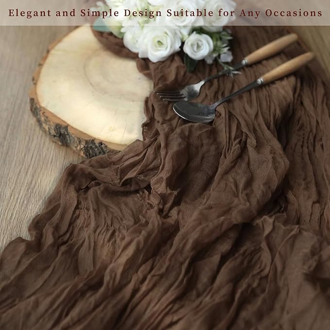 10FT 6 Pack Brown Cheesecloth Table Runner 20 x 120 Inch Long Boho Fabric - Image 7