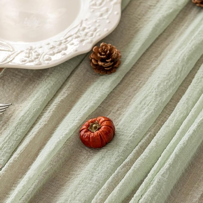 3pcs Cheesecloth Table Runner Sage Green Gauze 120 Inch 10 FT Rustic Boho - Image 2