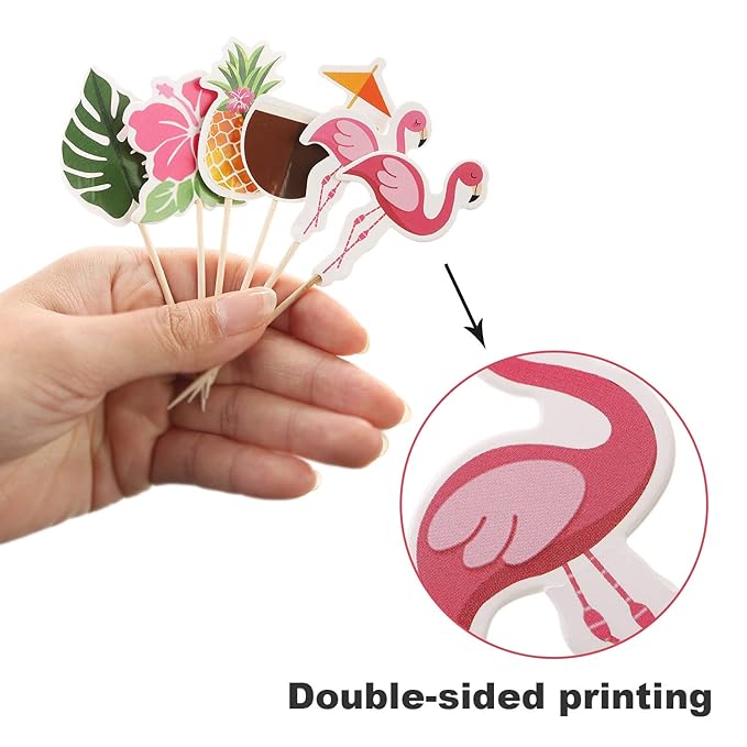 Luau Cupcake Toppers Tropical?Cake Decorations Hawaiian Toothpicks Sticks - Image 4