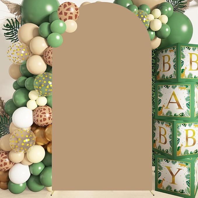 Khaki Arch Cover 4FT Brown Spandex-Arch-Cover Round Top Wedding Chiara Arched by SOMUAUY