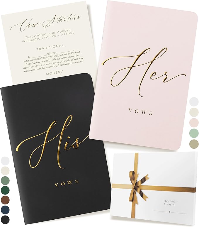 ARTESORI Wedding Vow Book for Her & Him, Soft Touch, 28 Lined Pages, Wedding by Artesori