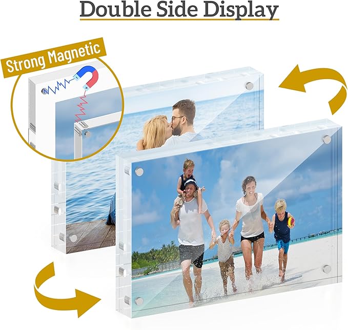 4x6 Acrylic Picture Frame 5 Pack, 20mm Thick Magnetic Double Sided Display 20% - Image 3