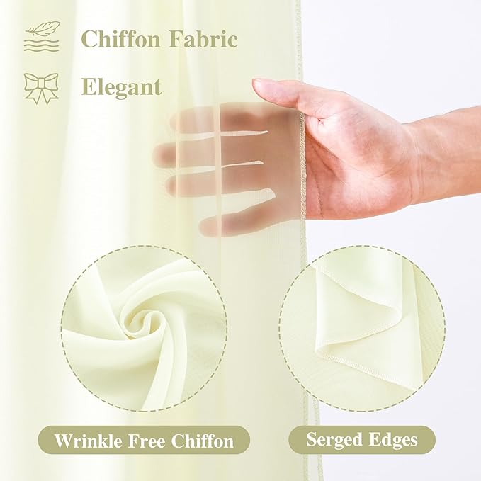 PARTISKY Wedding Arch Draping Fabric, Ivory Sheer Backdrop Curtain Chiffon - Image 2