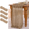 MLMW 4 Pack Fall Table Runner Boho Nude Brown Cheesecloth Table Runner Autumn by MLMW