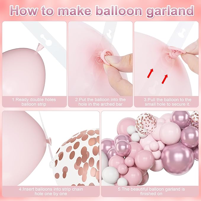 Amandir 153pcs Pink White Balloons Arch Garland Kit, Different Sizes 18 12 10 - Image 3