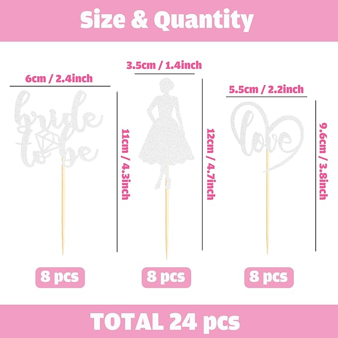 Sotpot 24PCS Bride to Be Cupcake Toppers - Image 2