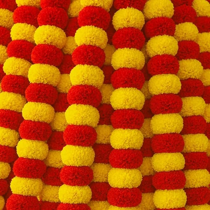Artificial Marigold Garland for Decorations Pack of 5 by Hashcart