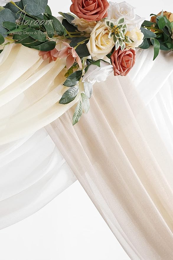 Floroom Wedding Arch Draping Fabric 3 Panels 20Ft Chiffon Fabric Drapes Arbor - Image 4