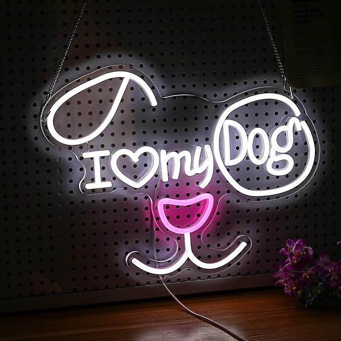 I Love My Dog Neon Sign for Wall Decor Funny Dog Neon Light Powered by USB - Image 2