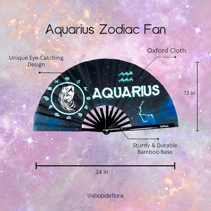 DeFlare | Cosmic Zodiac Rave Fan | Zodiac Sign Hand Fan | Astrology Rave Fan | - Image 5