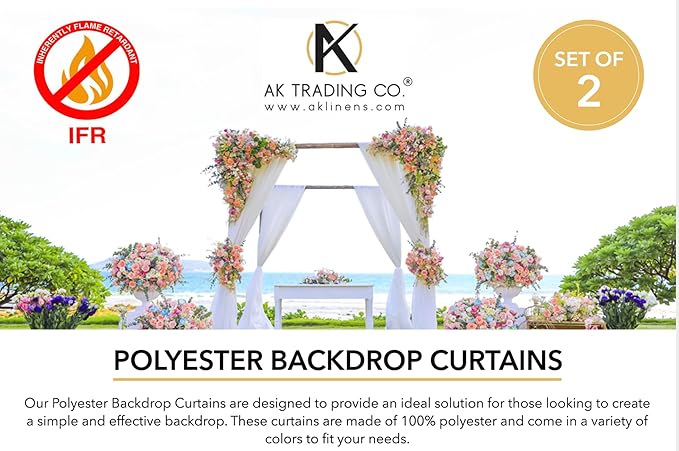 AK TRADING CO. 10 feet x 8 feet IFR Polyester Backdrop Drapes Curtains Panels - Image 3