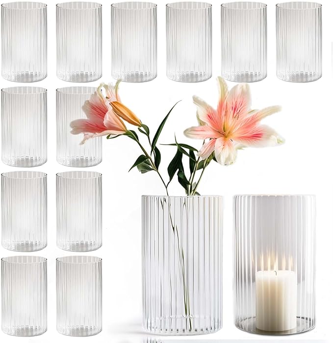 12pcs Glass Vase Cylinder Vases by OGEH