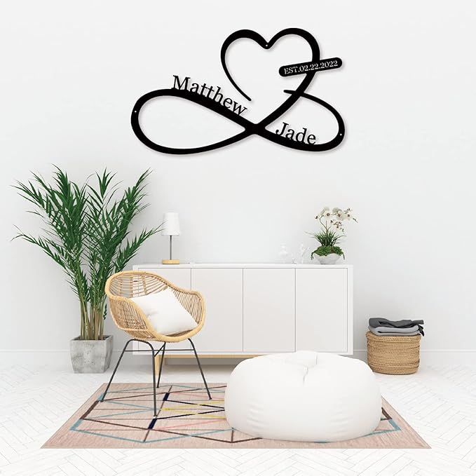 Infinity Heart Metal Wall Decor, Unique Infinity Heart Wall Decor Love Sign - Image 2
