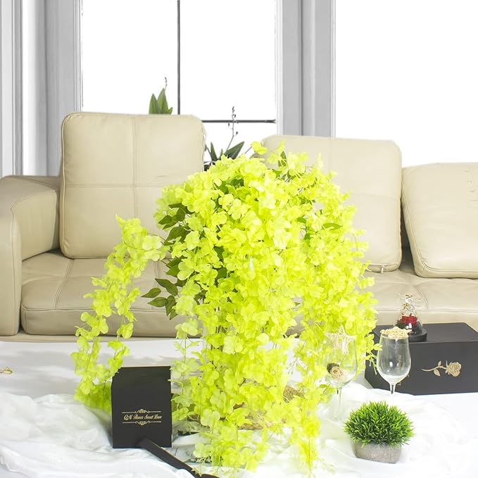 24 Pack Artificial Fake Wisteria Vine Ratta Hanging Garland Silk Flowers String - Image 5