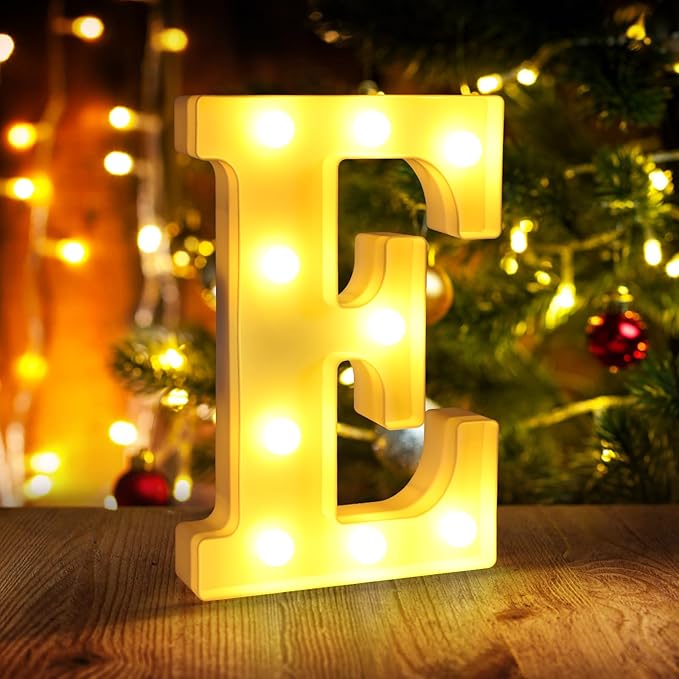 Light Up Letters E, LED Sign Marquee Letters 26 Alphabet by funsky