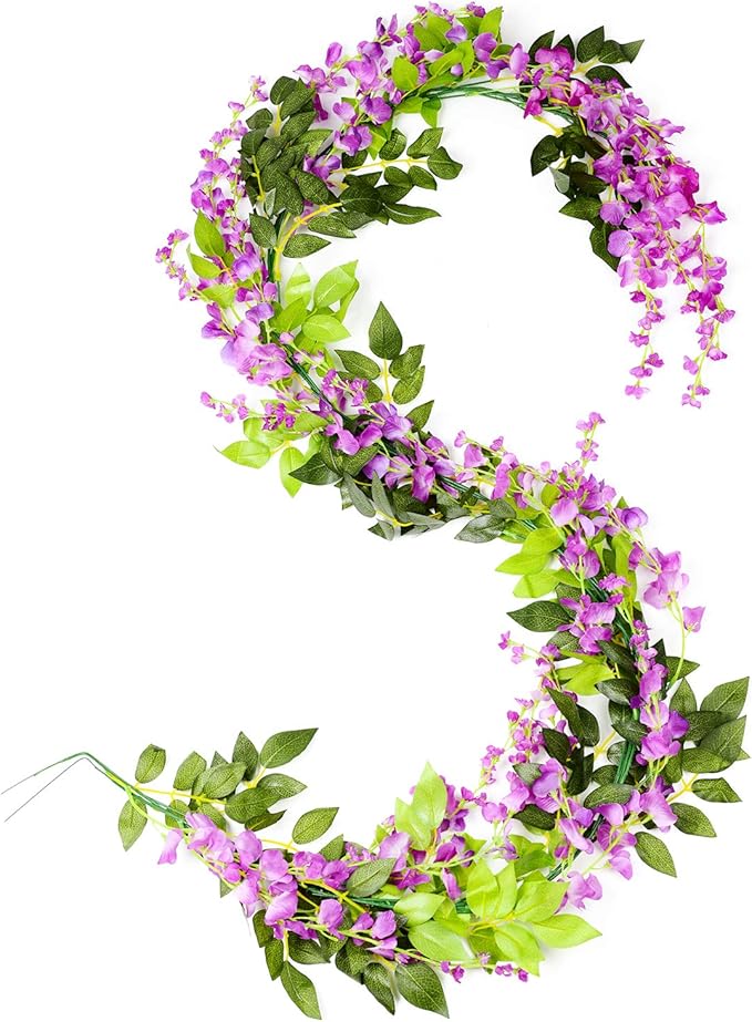 DearHouse 4Pcs 6.6Ft/Piece Artificial Flowers Silk Wisteria Garland Artificial - Image 7