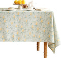 patdrea Designer Linen Green Square Tablecloth, Vintage Yellow Flowers Pattern by Welcometopatdrea