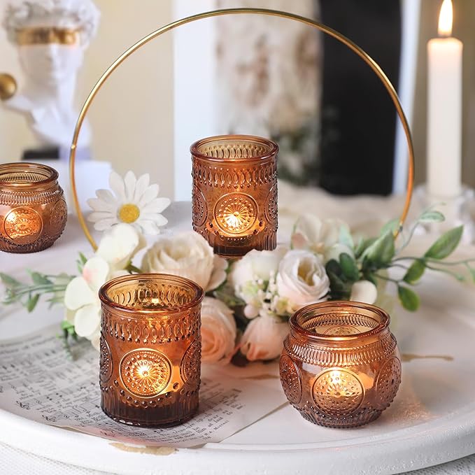 DARJEN 24Pcs Amber Votive Candle Holders - Image 9